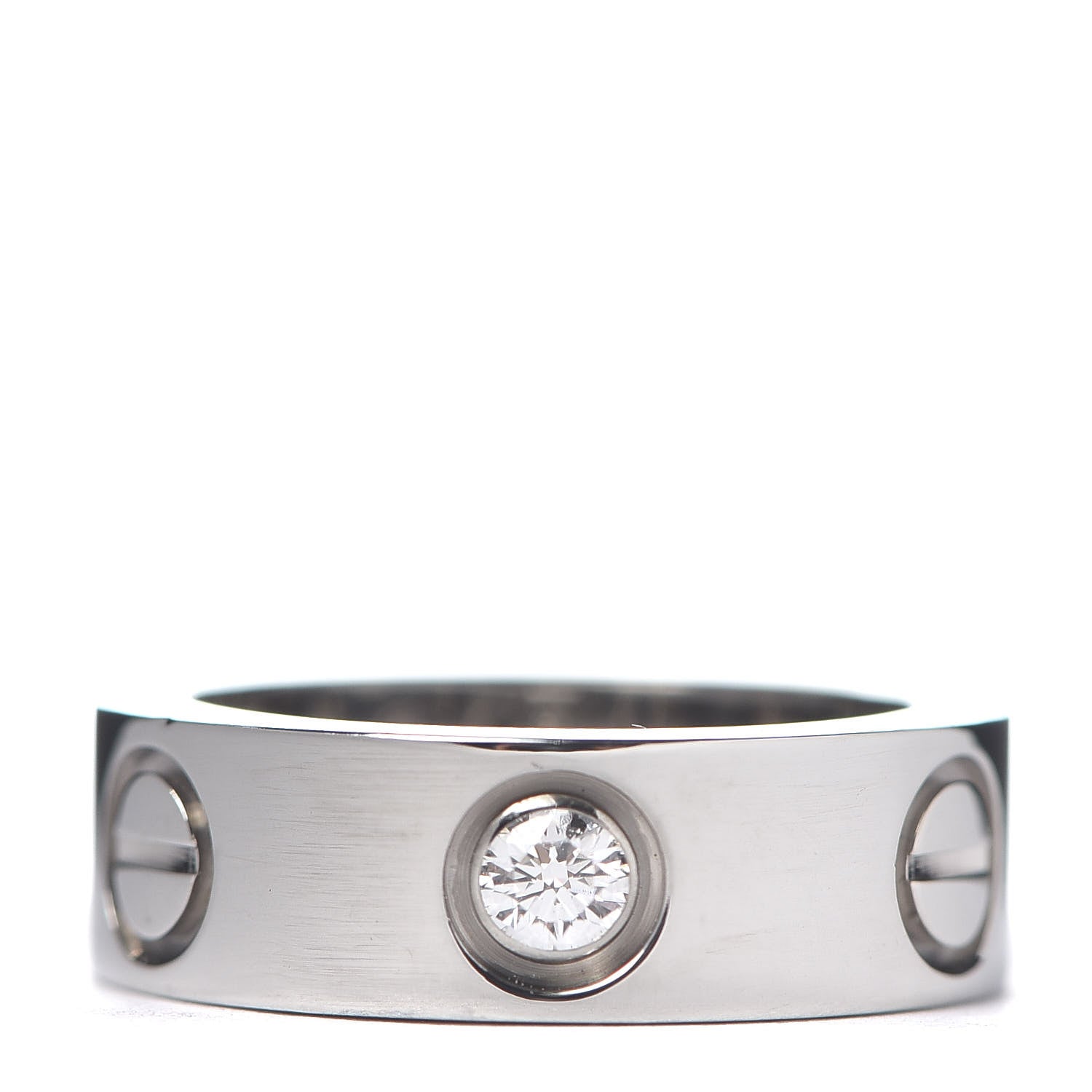 Cartier 18K White Gold 3 Diamond 5.5mm LOVE Ring 44 3 1 of 5