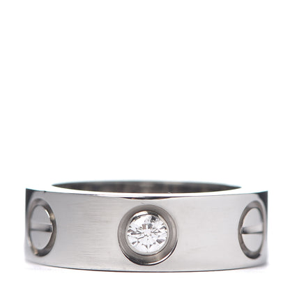 Cartier 18K White Gold 3 Diamond 5.5mm LOVE Ring 44 3 1 of 5