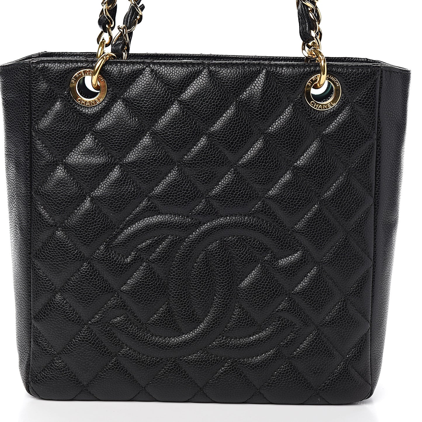 Caviar Quilted Petit Shopping Tote PST Black
