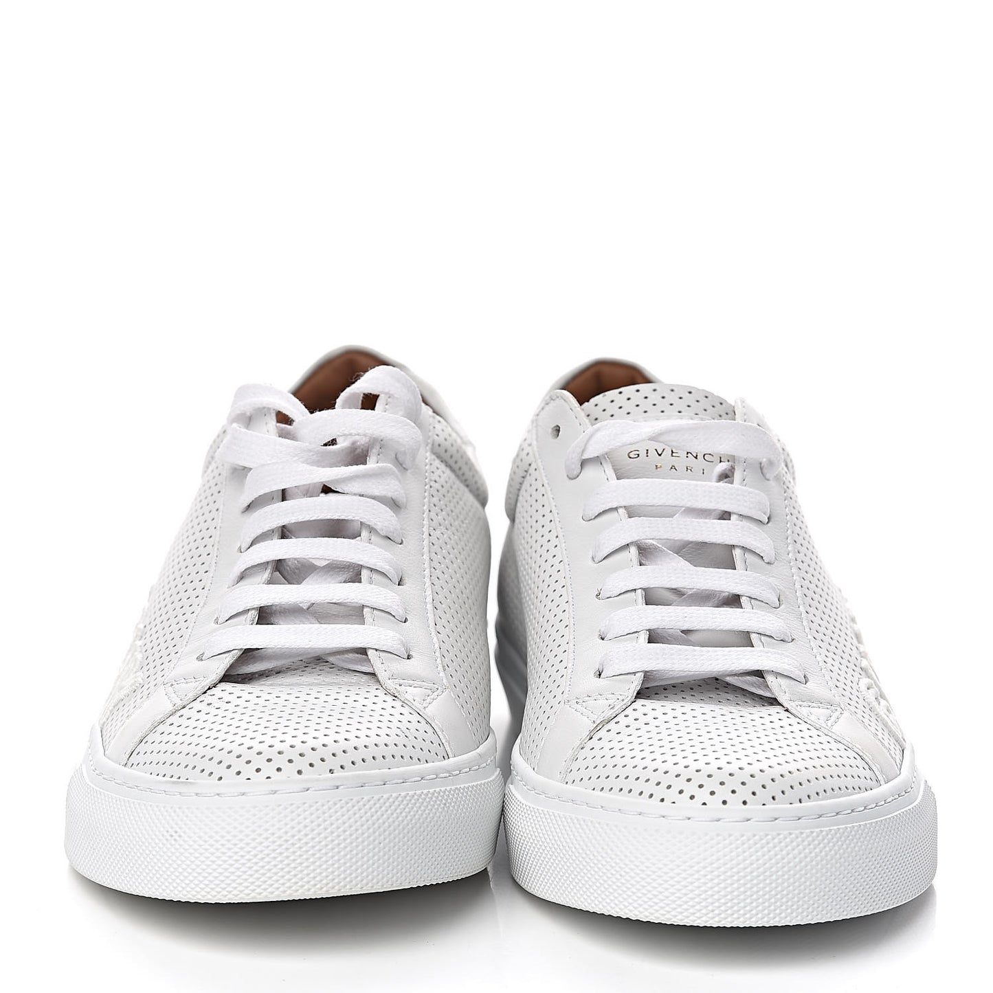 Calfskin Perforated Womens Urban Street Sneakers 37.5 White