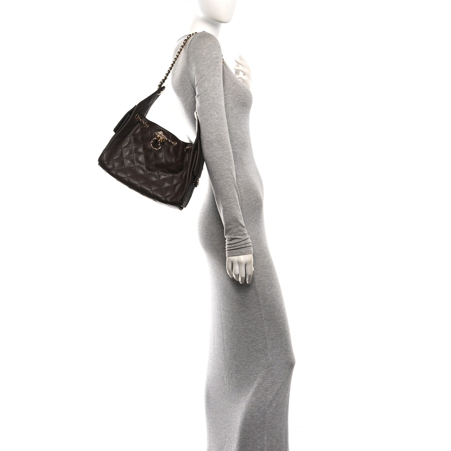 Caviar Quilted Small Chanel 25 Handbag Dark Brown