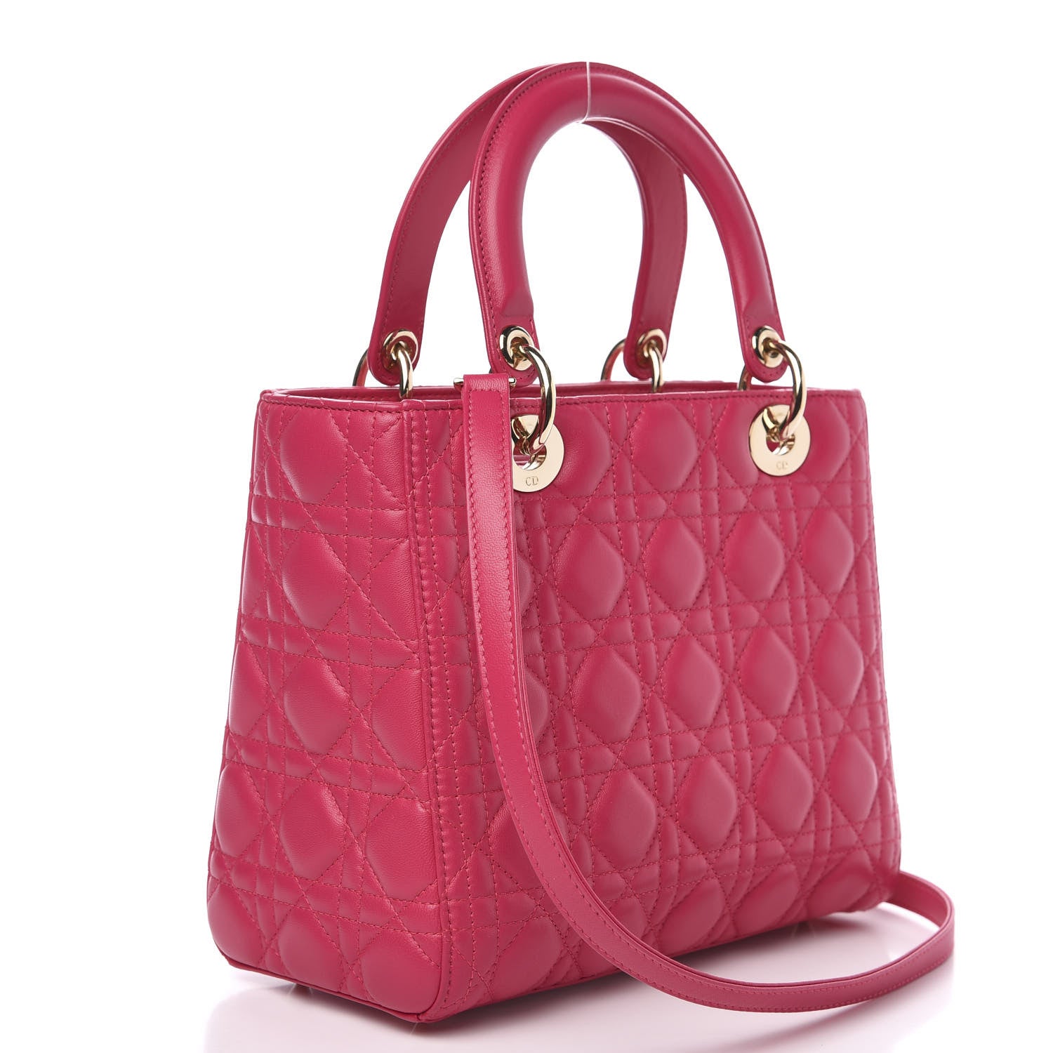 Christian Dior Lambskin Cannage Medium Lady Dior Fuchsia 2 of 8