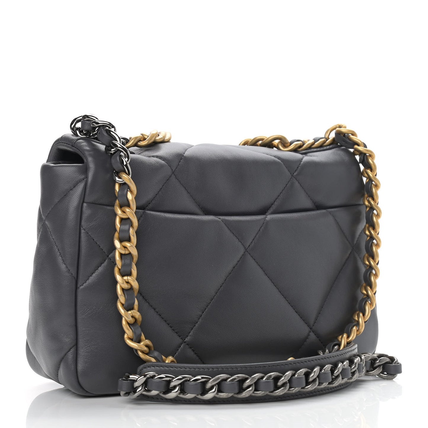 Lambskin Quilted Medium Chanel 19 Flap Dark Grey
