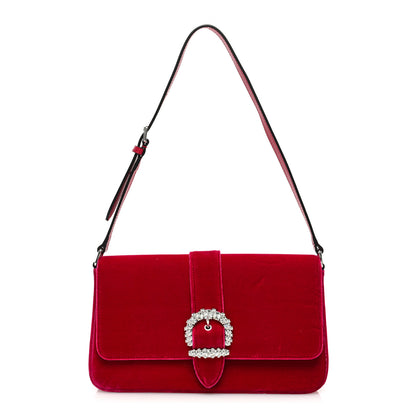 Jimmy Choo Velvet Crystal Cheri Shoulder Bag Royal Red 1 of 9