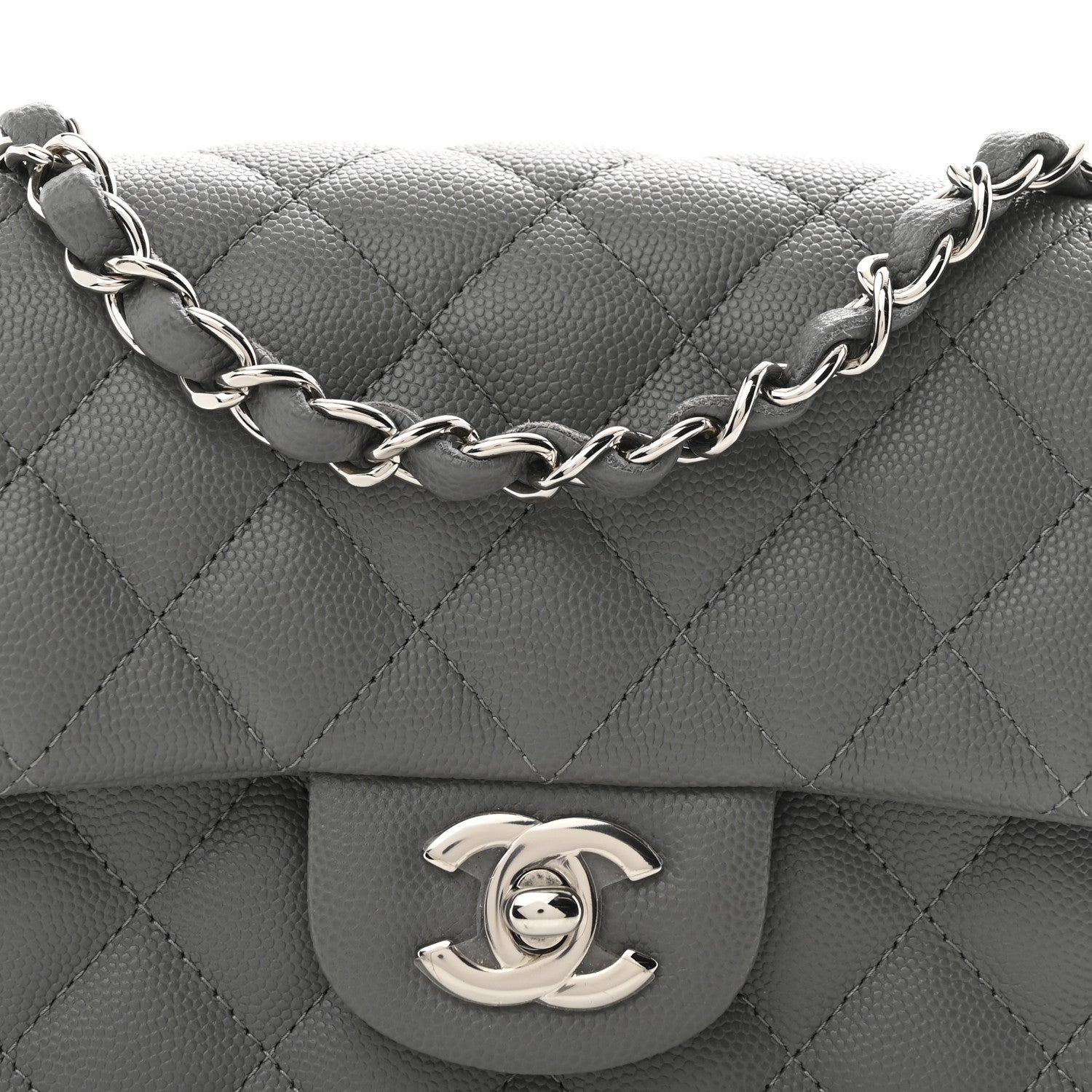 Chanel Caviar Quilted Mini Rectangular Flap Grey 8 of 11