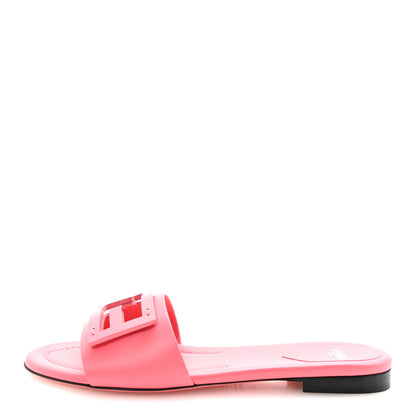Fendi Vitello Cuoio Baguette Flat Slide Sandals 38 Pink Dalia 1 of 9