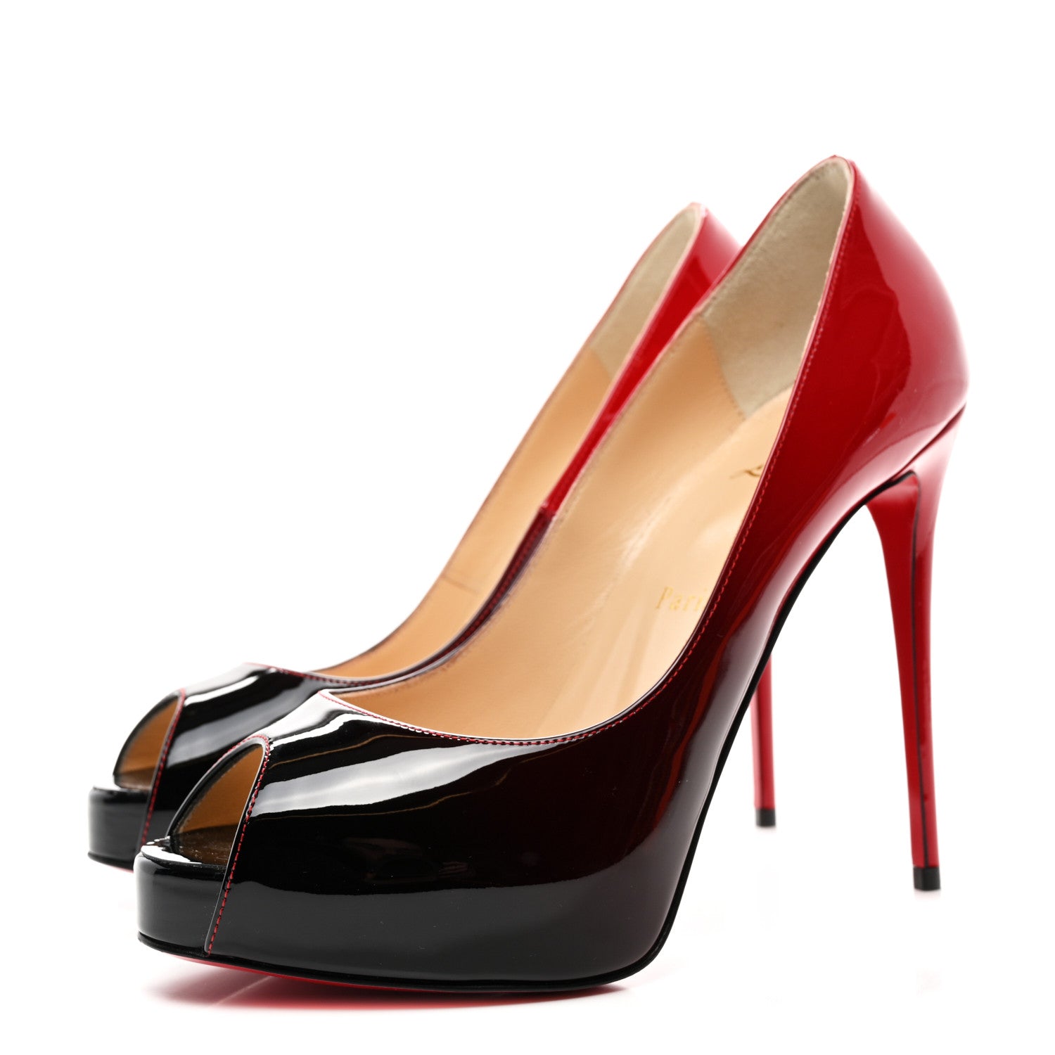 Christian Louboutin Patent Degrade New Very Prive 120 Pumps 37 Black Red 3 of 7