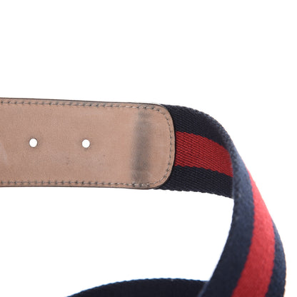Gucci Nylon Calfskin Double G Web 40mm Belt 95 38 Blue Red Black 5 of 7