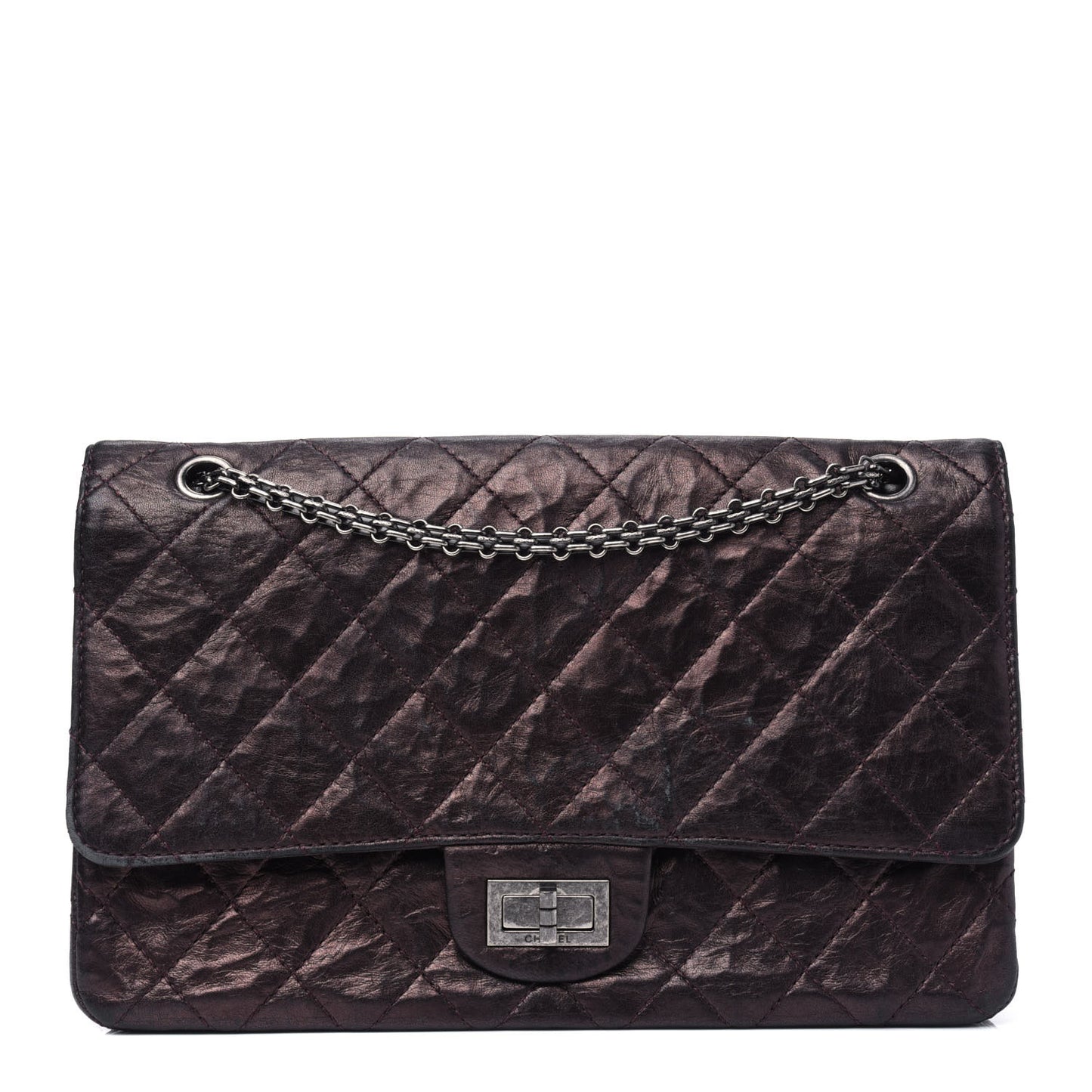 Metallic Aged Calfskin Quilted 2.55 Reissue 227 Flap Brown