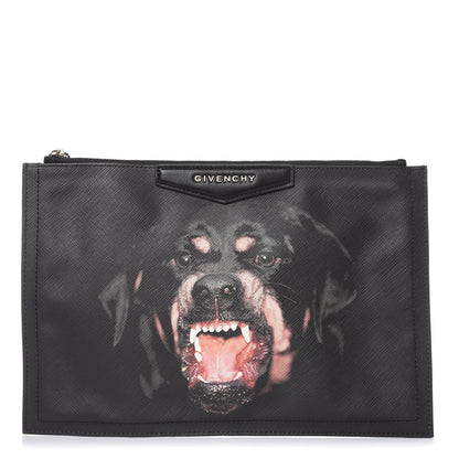 Givenchy Textured Coated Canvas Rottweiler Print Large Cosmetic Pouch Black 1 of 7