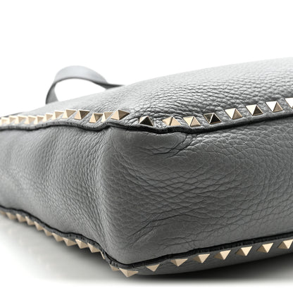 Valentino Garavani Pebbled Calfskin Small Rockstud Flip-Lock Messenger Bag Light Stone 3 of 11