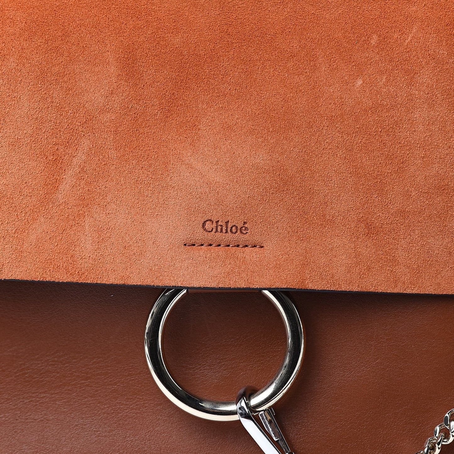 Suede Calfskin Medium Faye Shoulder Bag Tobacco