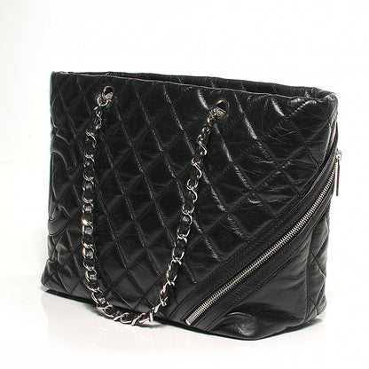 Chanel Leather Quilted Cotton Club Large Tote Black 5 of 10