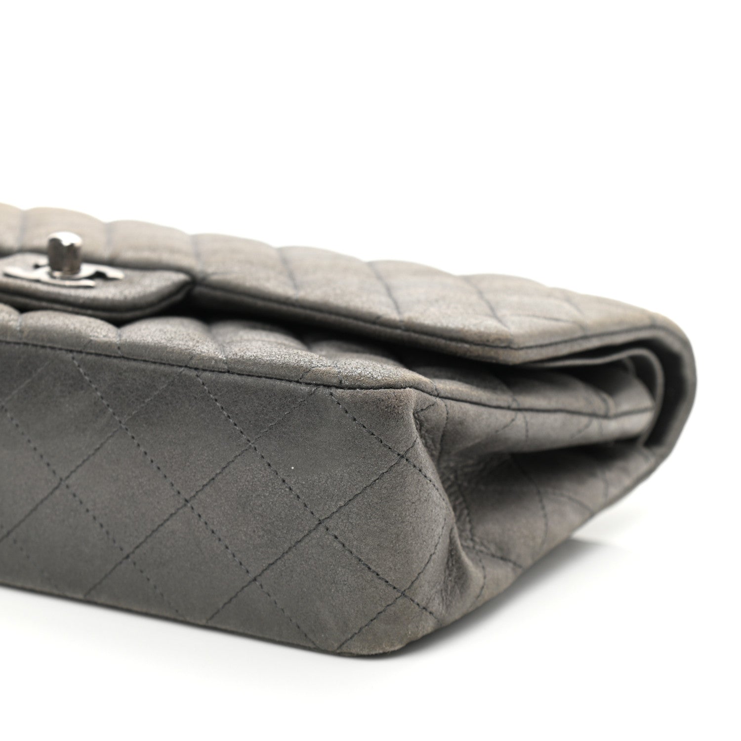 Chanel Metallic Lambskin Quilted Medium Double Flap Pewter 9 of 9