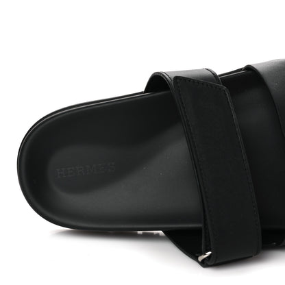 Hermes Calfskin Womens Chypre Sandals 39 Black 7 of 10