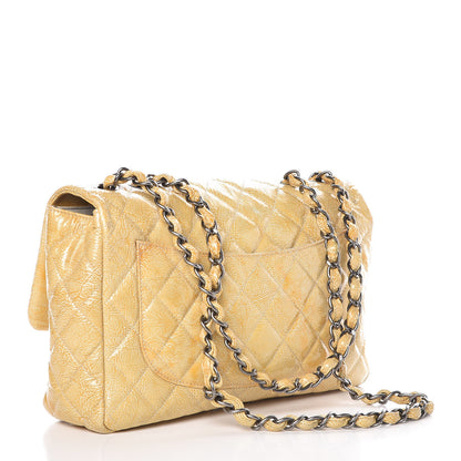 Chanel Crinkled Patent Quilted Jumbo Single Flap Light Beige 3 of 12