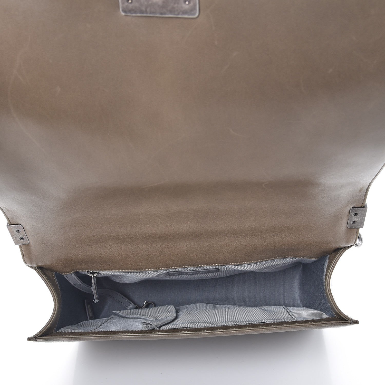 Chanel Lambskin Quilted Large Boy Flap Khaki 1 of 4