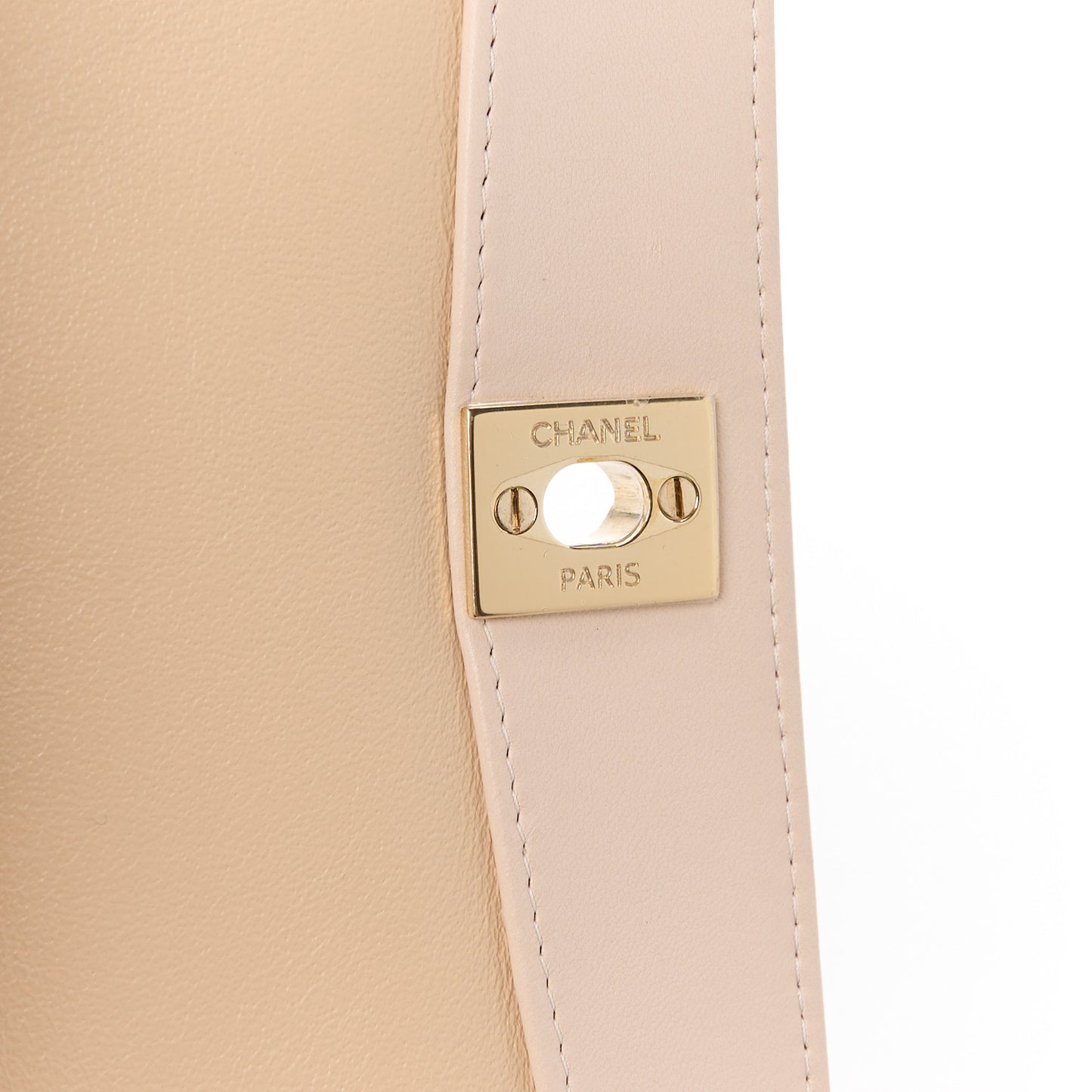 Lambskin Quilted Clutch Beige