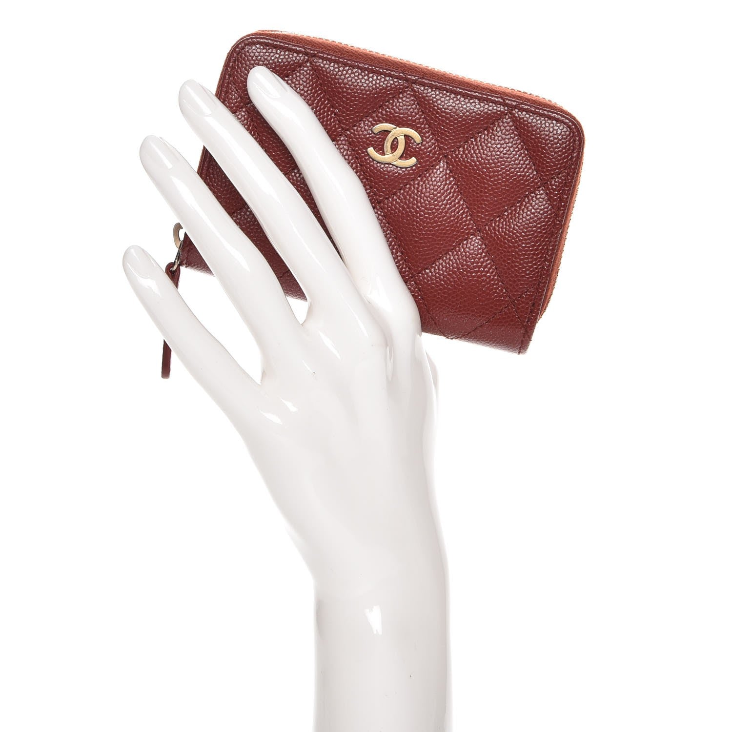 Chanel Caviar Quilted Zip Around Coin Purse Red 2 of 7