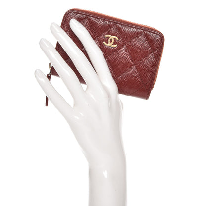 Chanel Caviar Quilted Zip Around Coin Purse Red 2 of 7