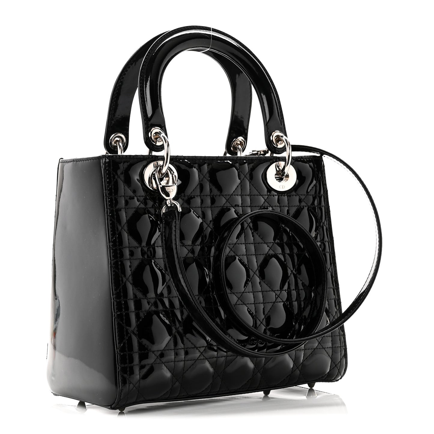 Patent Cannage Medium Lady Dior Black