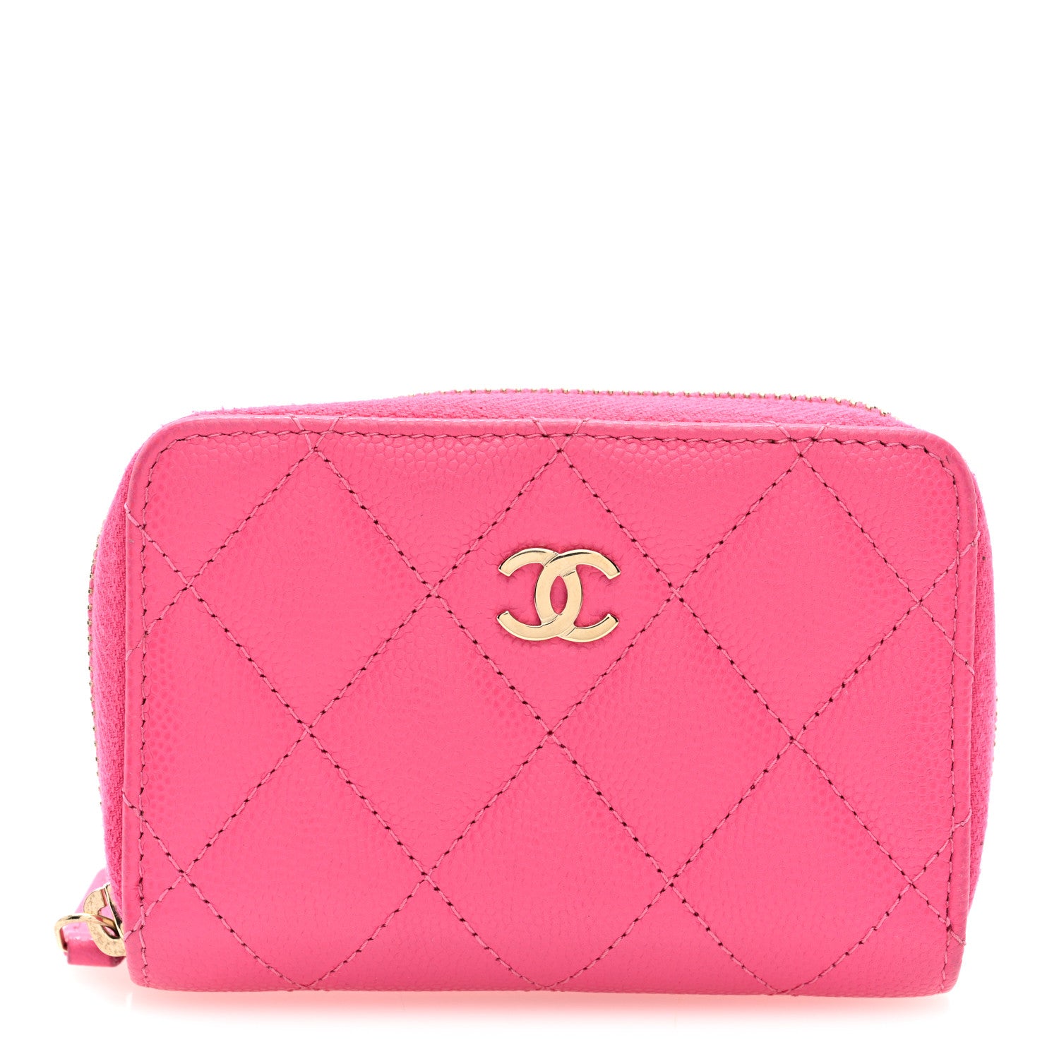 Chanel Caviar Quilted Zip Around Coin Purse Pink 1 of 7