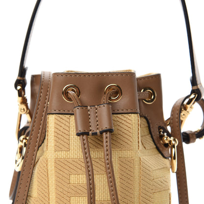 Fendi Raffia Vitello King Lucido F is Fendi FF Embroidered Mini Mon Tresor Bucket Bag Grano Sand 10 of 10