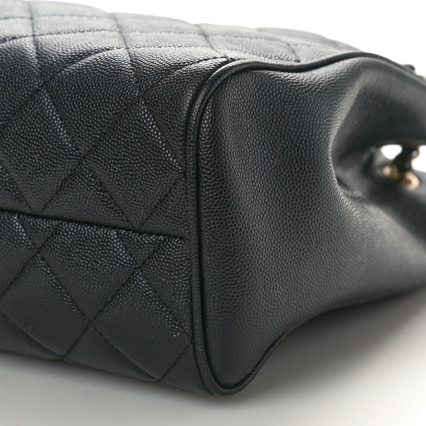 Caviar Quilted In Out Flap Shopping Tote Black