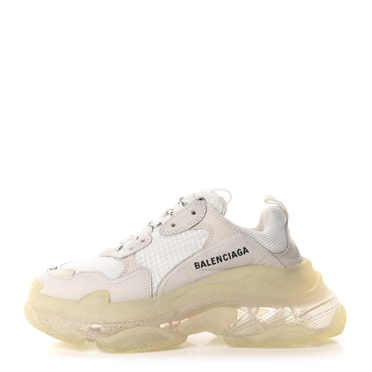 Balenciaga Fabric Mesh Clear Sole Womens Triple S Sneakers 37 White 1 of 9