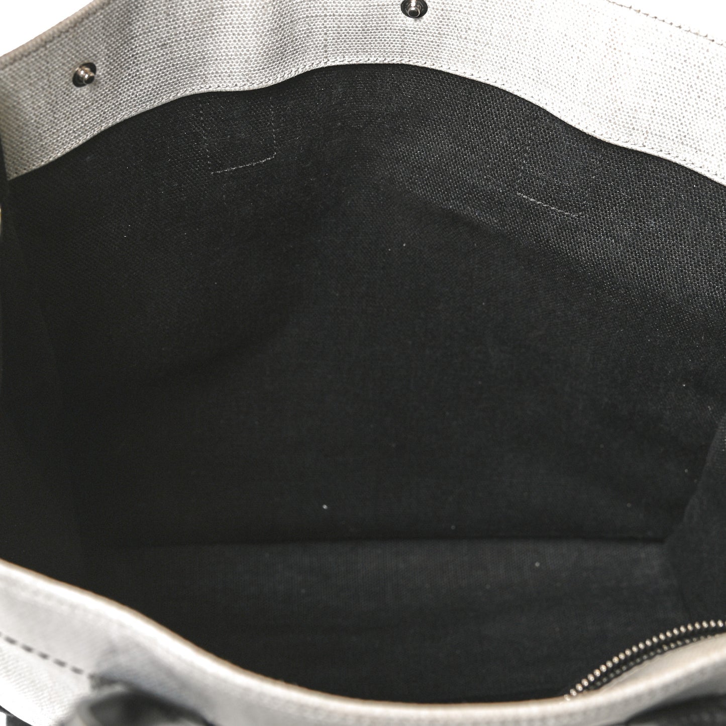 Linen Calfskin Rive Gauche North South Tote White Black