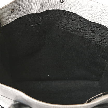 Saint Laurent Linen Calfskin Rive Gauche North South Tote White Black 10 of 15
