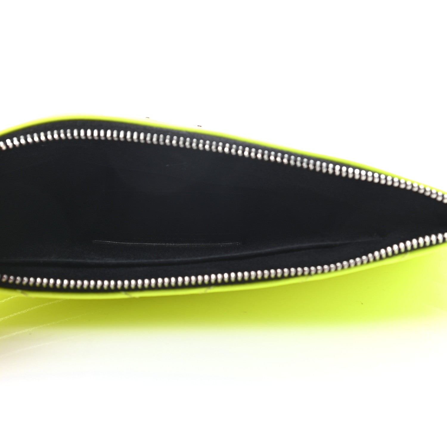 Saint Laurent Patent Grain De Poudre Matelasse Chevron Monogram Bill Pouch Neon Yellow 10 of 14