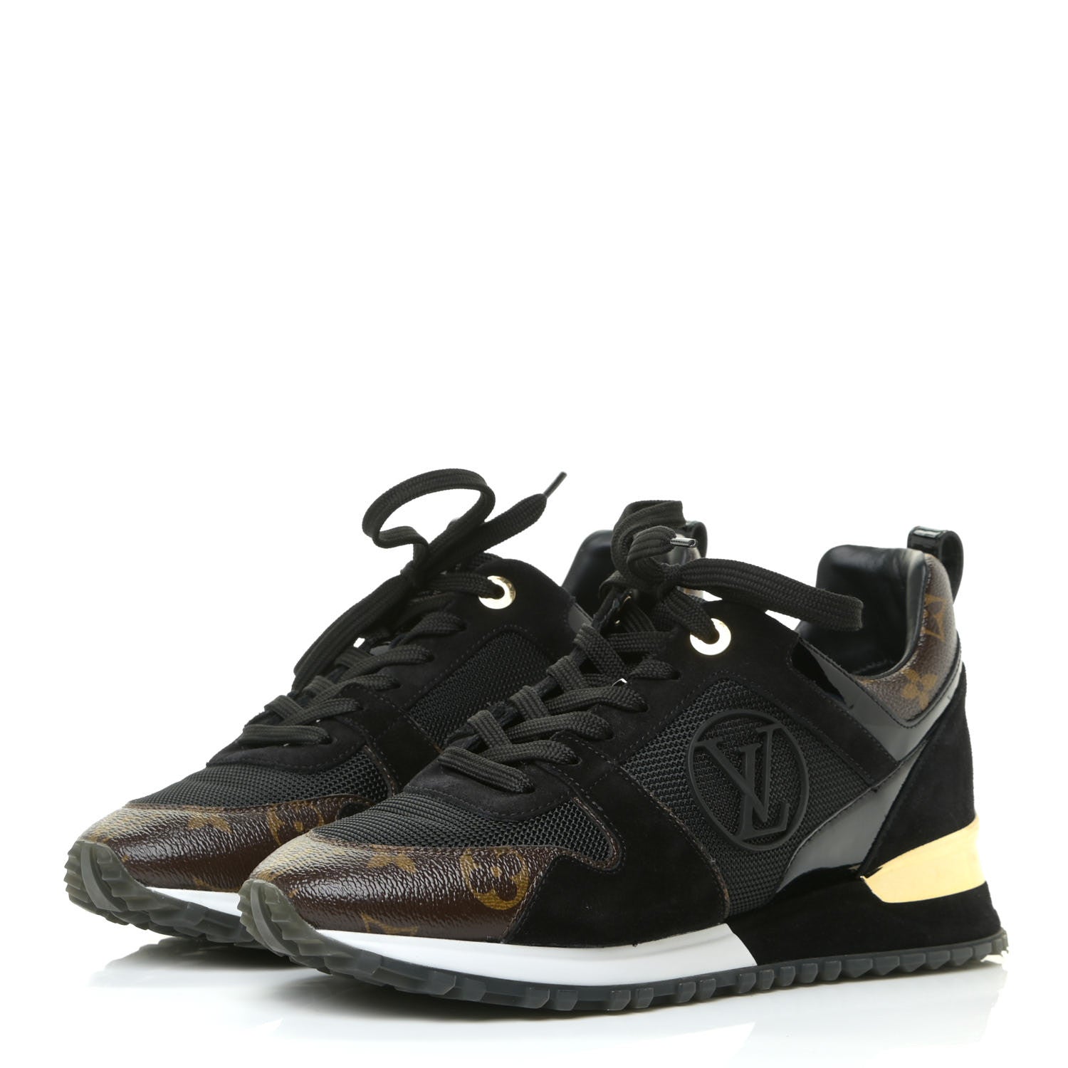 Louis Vuitton Suede Monogram Run Away Sneakers 38 Black 2 of 12