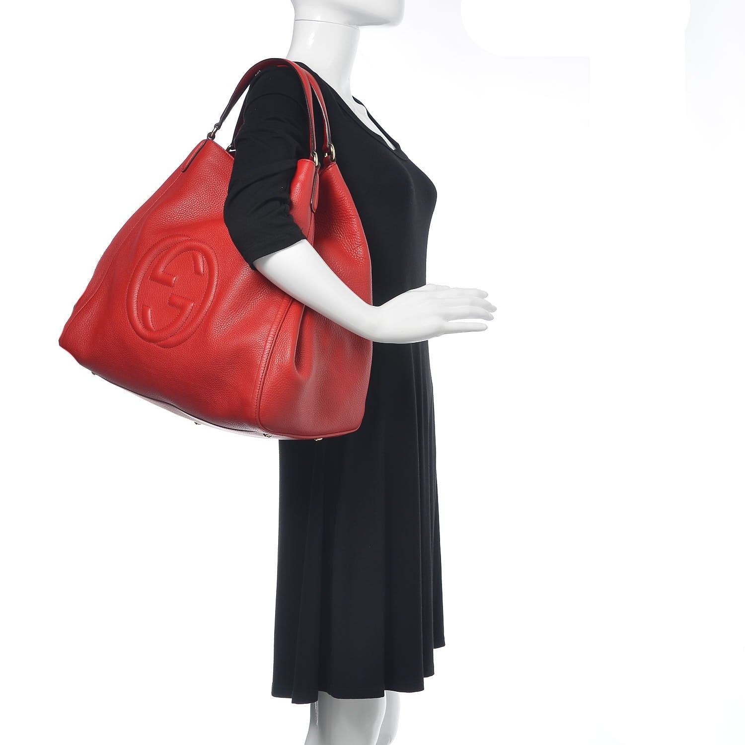 Gucci Pebbled Calfskin Large Soho Shoulder Bag Red 2 of 13