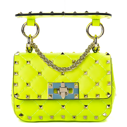 Valentino Garavani Calfskin Micro Rockstud Spike Shoulder Bag Lime 1 of 11