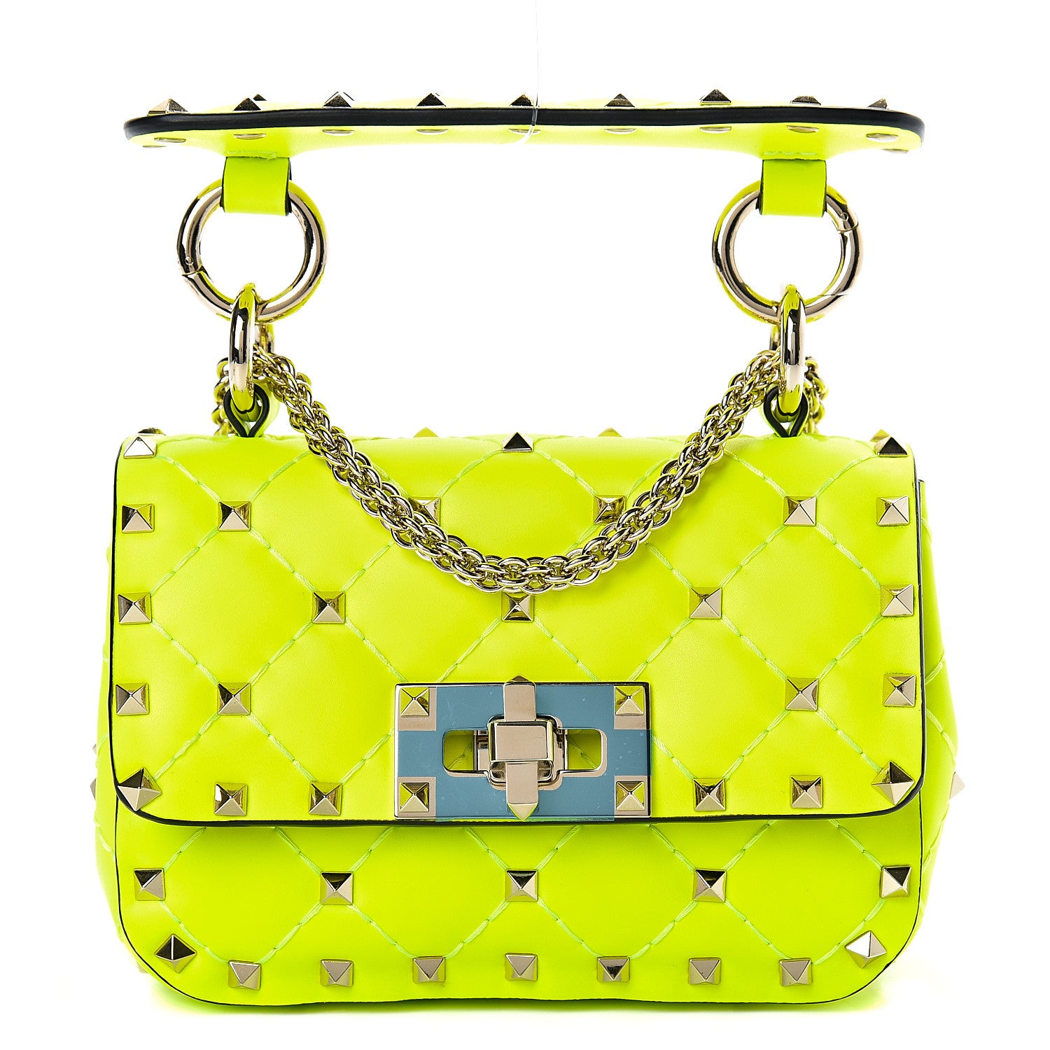 Valentino Garavani Calfskin Micro Rockstud Spike Shoulder Bag Lime 1 of 11
