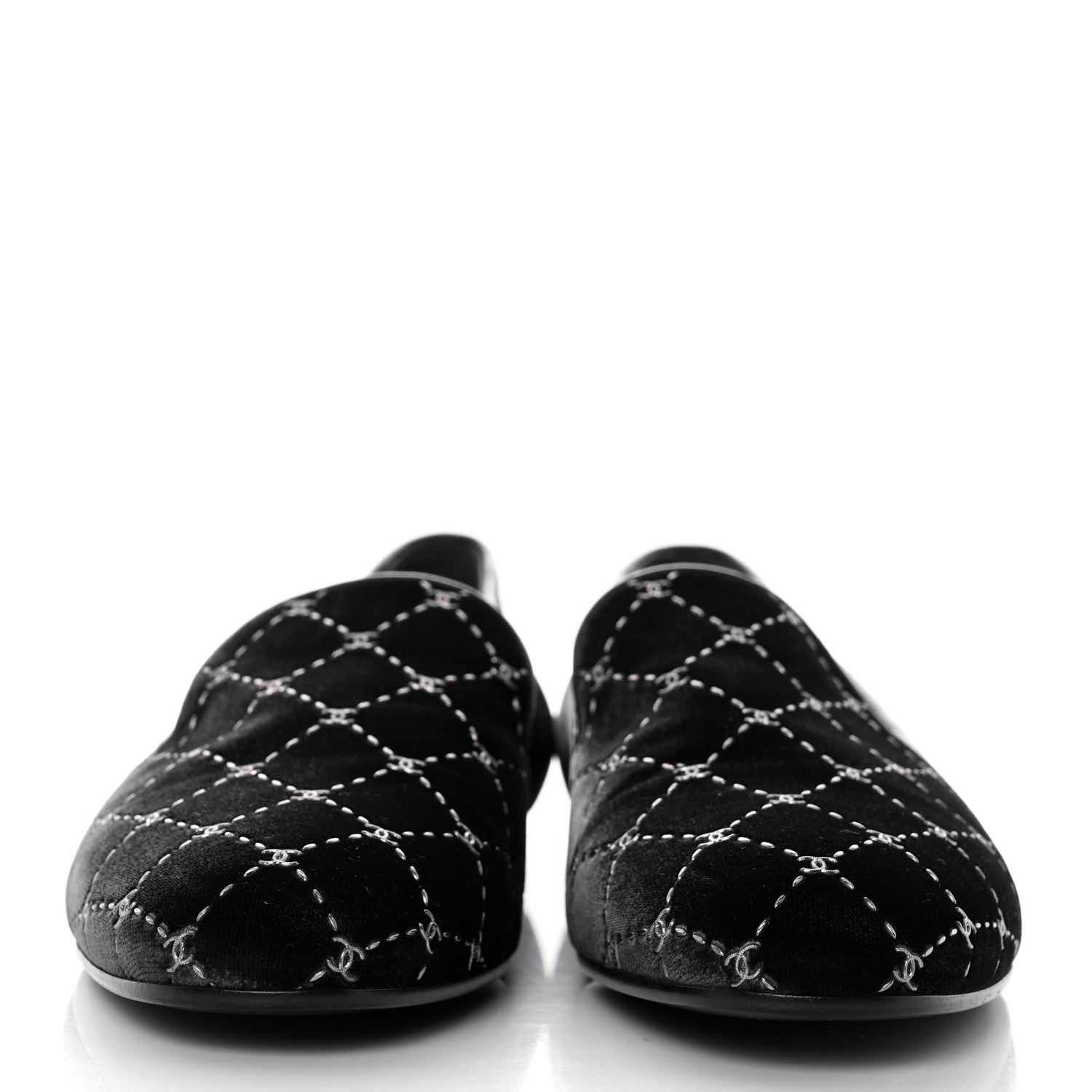 Chanel Velvet Moccasin Loafers 39 Black 2 of 8