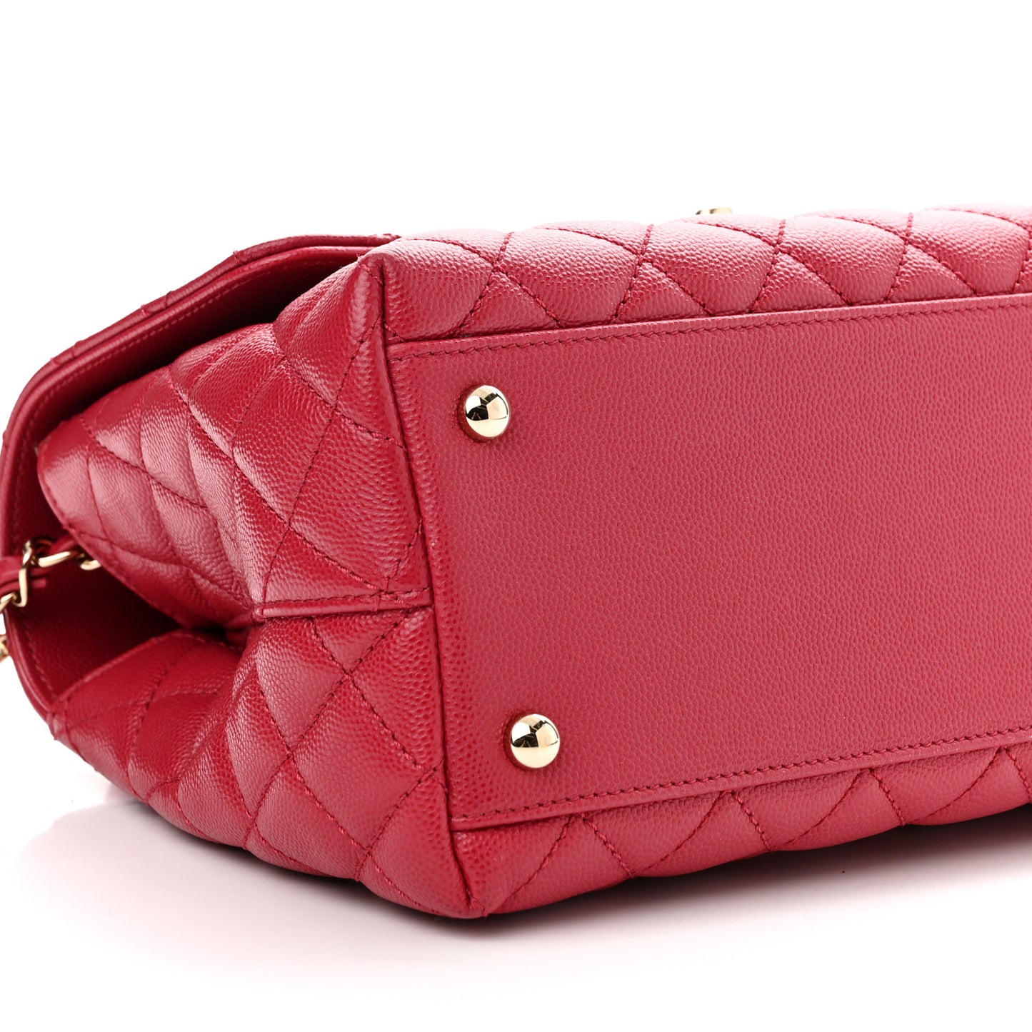 Caviar Quilted Small Coco Handle Flap Dark Pink