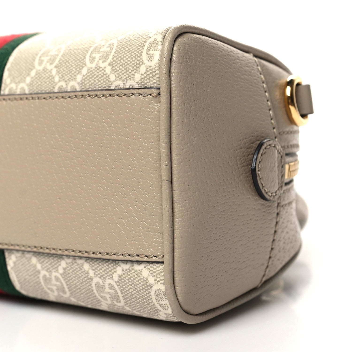 Gucci GG Supreme Monogram Textured Dollar Calfskin Web Mini Ophidia Top Handle Bowler Bag Beige Mystic White Oatmeal 11 of 11