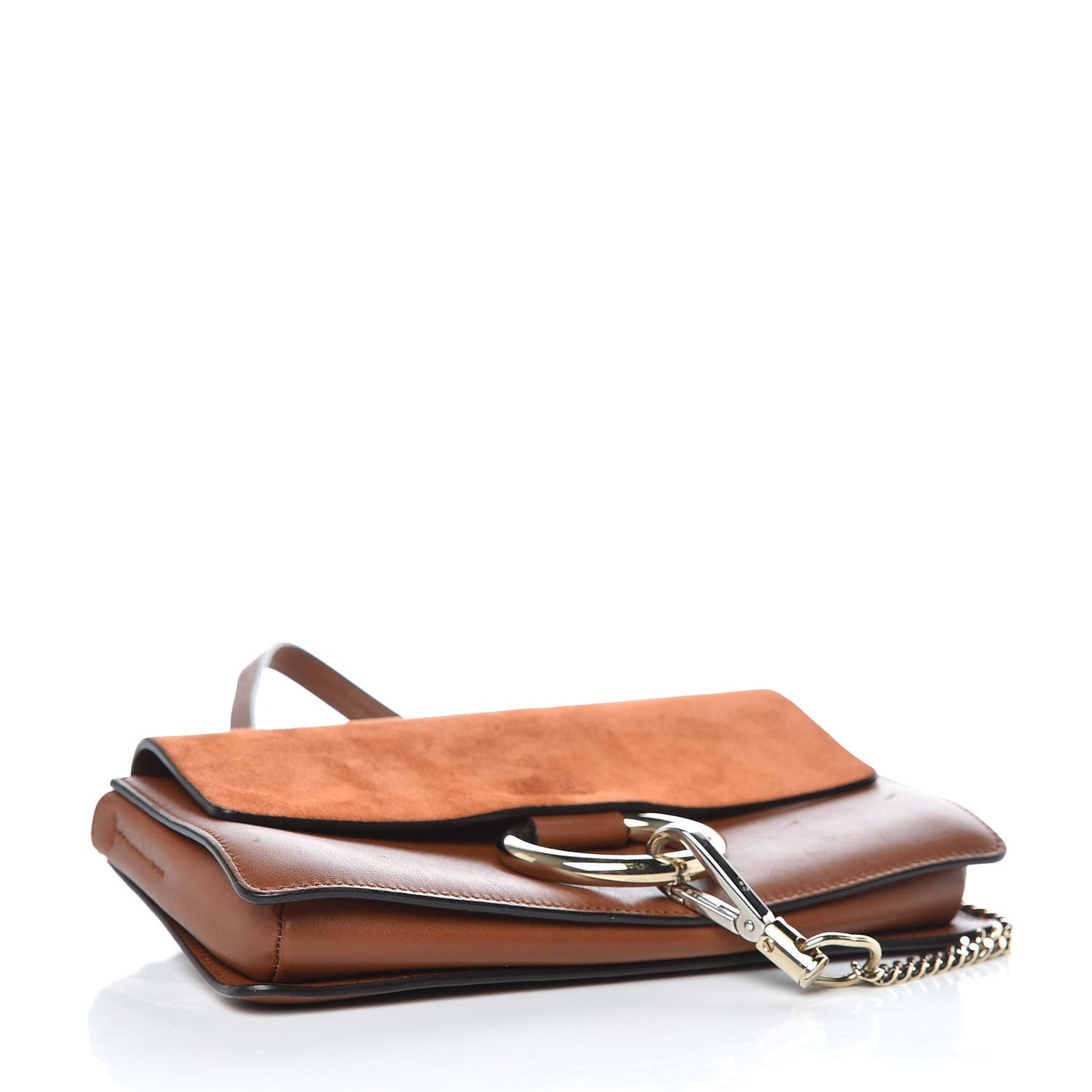 Suede Calfskin Small Faye Shoulder Bag Tobacco