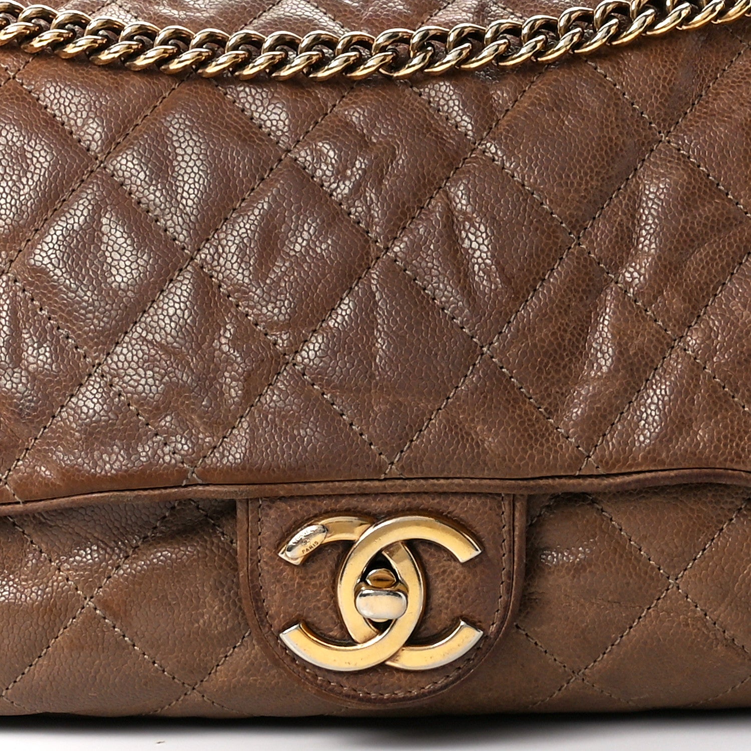 Chanel Crumpled Caviar Quilted Large Shiva Flap Brown 8 of 11