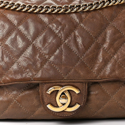 Chanel Crumpled Caviar Quilted Large Shiva Flap Brown 8 of 11