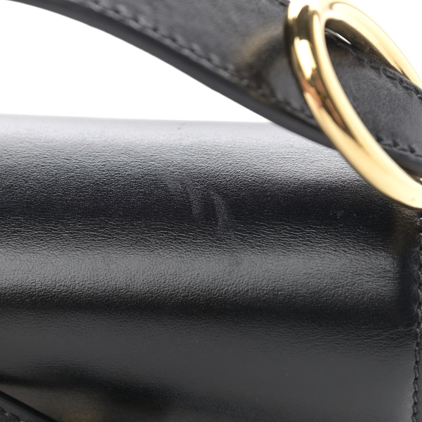 Shiny Calfskin Suede Mini C Double Carry Black