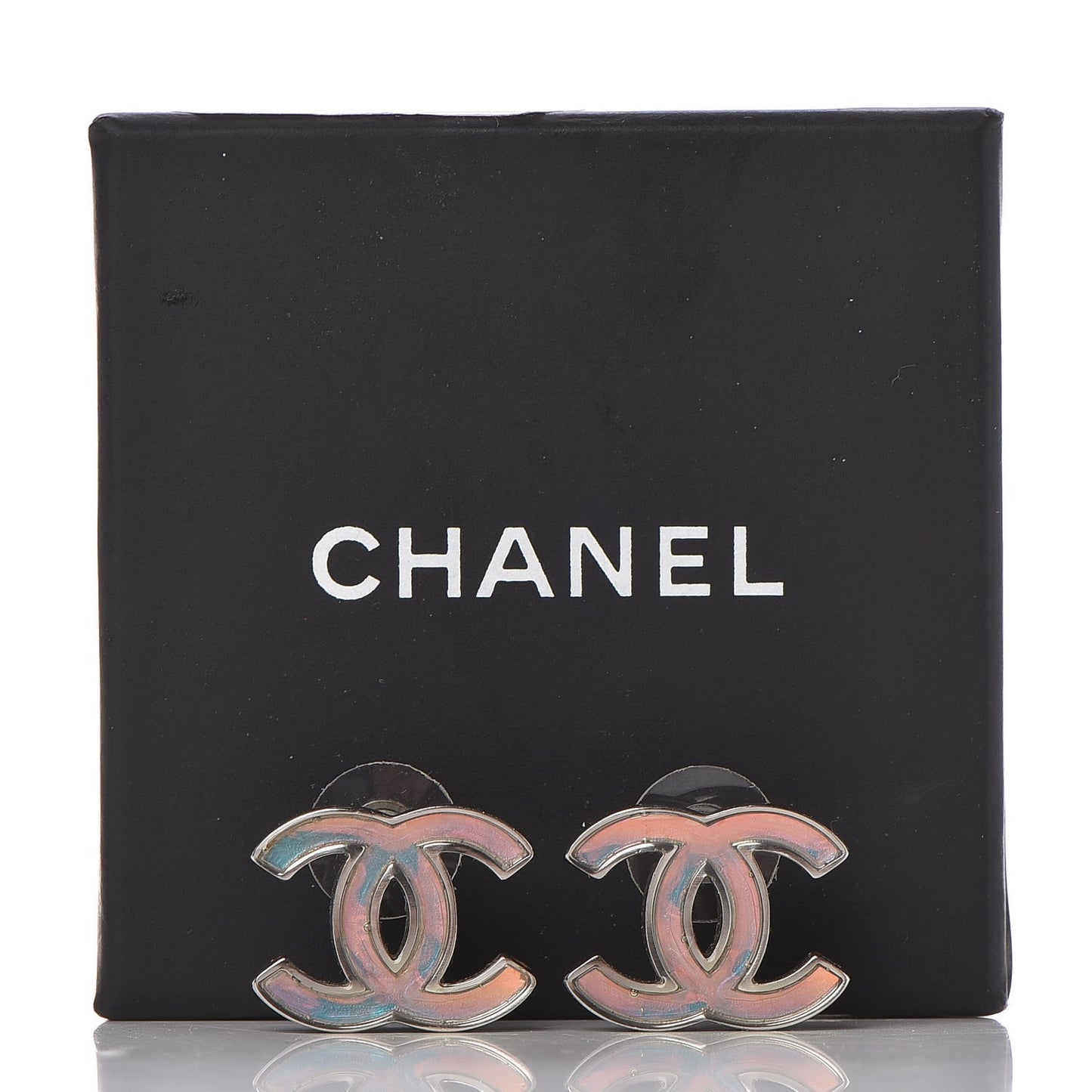 Iridescent Resin CC Earrings Silver Multicolor