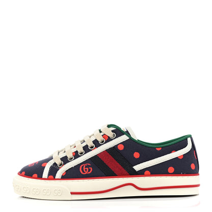 Gucci Canvas Web Polka Dot Print Womens 1977 Tennis Sneakers 35 Blue Orange Mystic White 1 of 7
