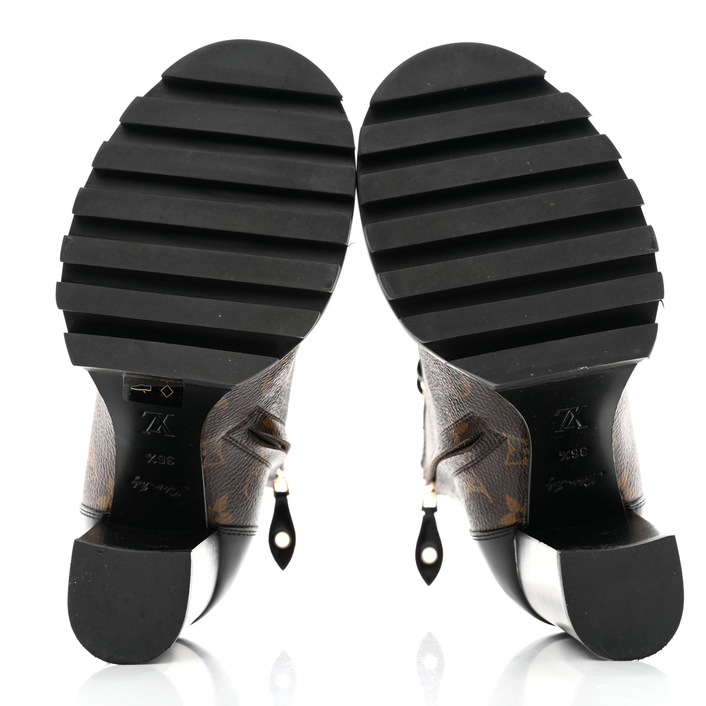 Patent Calfskin Monogram Star Trail Ankle Boots 36.5 Black