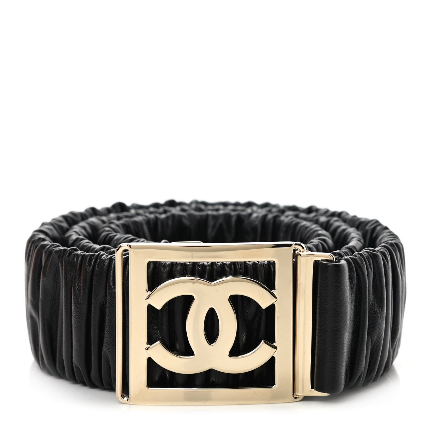 Lambskin Ruched CC Belt 95 38 Black