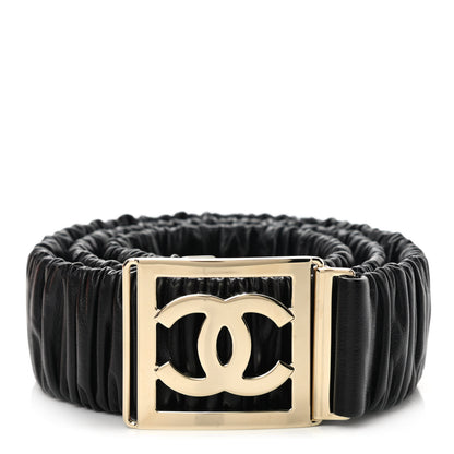 Chanel Lambskin Ruched CC Belt 95 38 Black 1 of 4