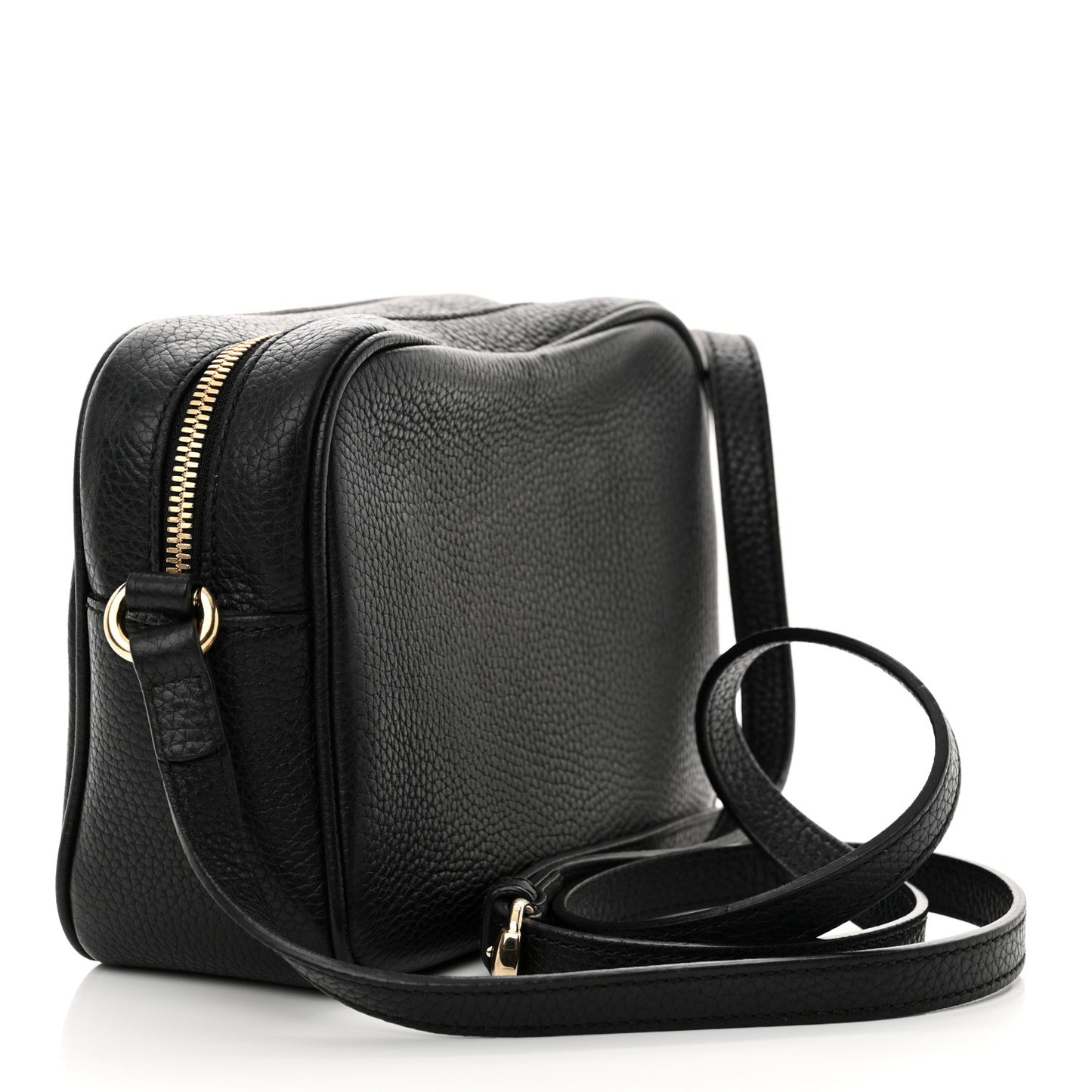 Pebbled Calfskin Small Soho Disco Bag Black