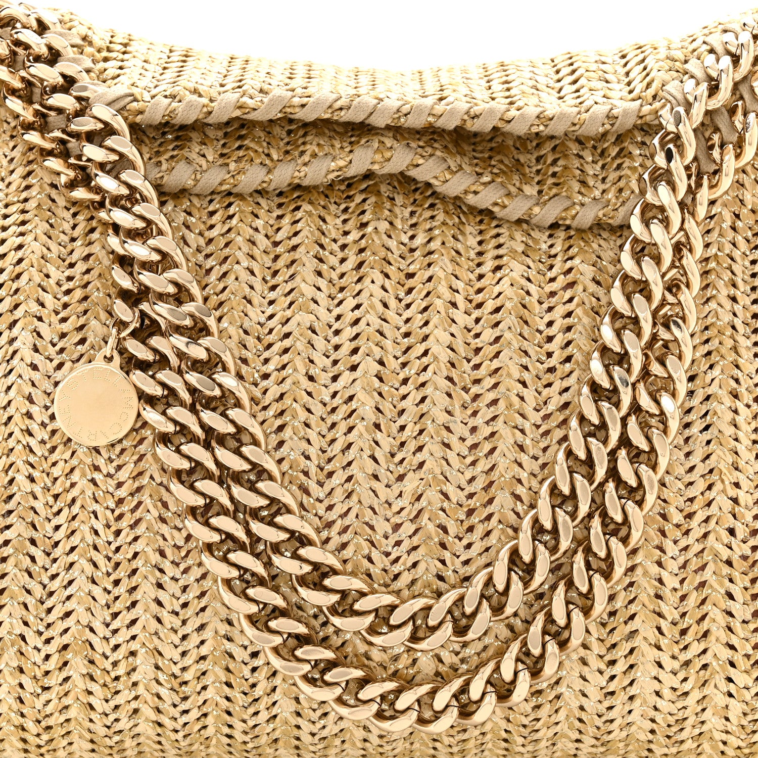 Stella McCartney Metallic Raffia Mini Falabella Tote Gold 8 of 11
